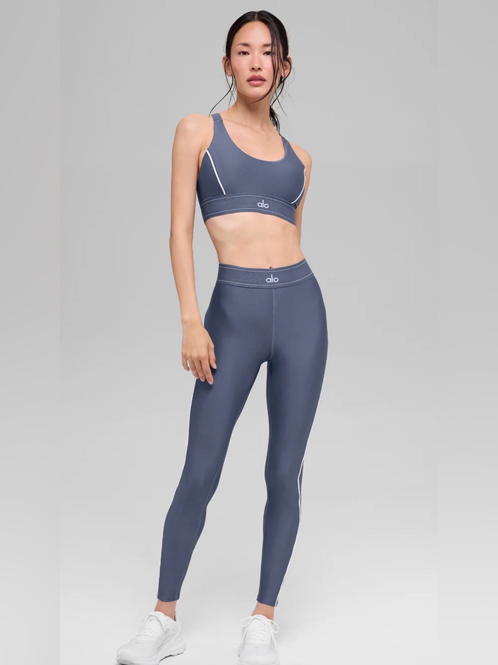 ALO Yoga Suit Up Set -Bluestone/ White